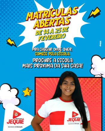 JEQUIÉ: Matrícula escolar 2022 será de 14 a 25 de fevereiro