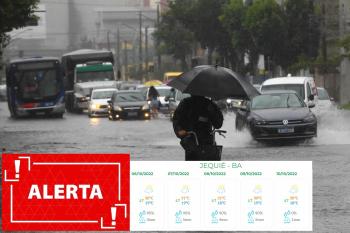 Previsão de grande volume de chuva para o Sul e extremo Sul da Bahia