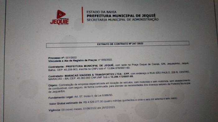 Prefeitura de Jequié contrata empresa de Maracás por R$ 4 milhões para o serviço de transportes